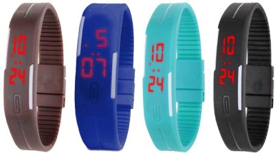 NS18 Silicone Led Magnet Band Combo of 4 Brown, Blue, Sky Blue And Black Digital Watch  - For Boys & Girls   Watches  (NS18)