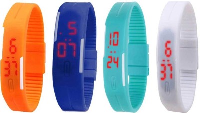 NS18 Silicone Led Magnet Band Combo of 4 Orange, Blue, Sky Blue And White Digital Watch  - For Boys & Girls   Watches  (NS18)
