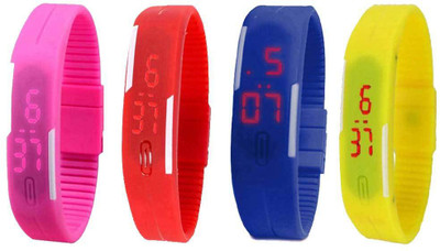 

Kissu Led Magnet Band Combo of 4 Pink, Red, Blue And Yellow Watch - For Men & Women
