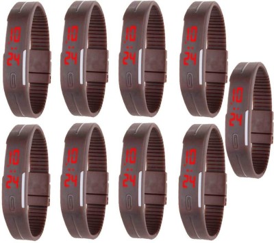 NS18 Silicone Led Magnet Band Combo of 9 Brown Digital Watch  - For Boys & Girls   Watches  (NS18)