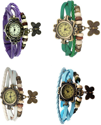 

Kissu Vintage Rakhi Combo of 4 Purple, White, Green And Sky Blue Watch - For Women