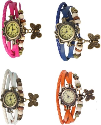 NS18 Vintage Butterfly Rakhi Combo of 4 Pink, White, Blue And Orange Analog Watch  - For Women   Watches  (NS18)