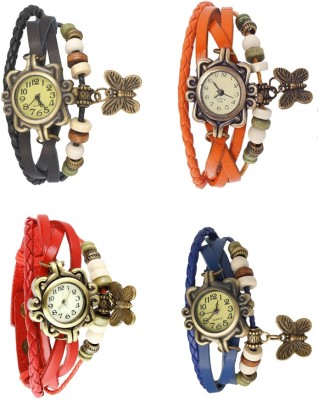 NS18 Vintage Butterfly Rakhi Combo of 4 Black, Red, Orange And Blue Analog Watch  - For Women   Watches  (NS18)