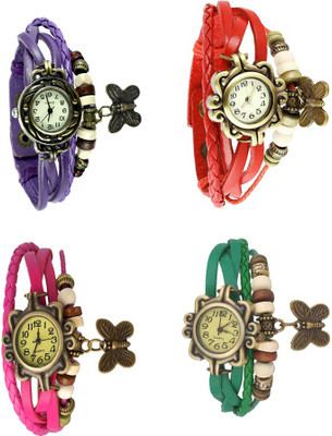 

Kissu Vintage Rakhi Combo of 4 Purple, Pink, Red And Green Watch - For Women