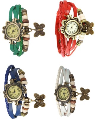 NS18 Vintage Butterfly Rakhi Combo of 4 Green, Blue, Red And White Analog Watch  - For Women   Watches  (NS18)