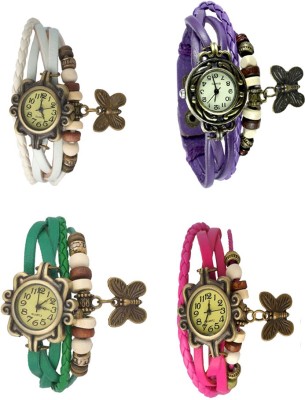 NS18 Vintage Butterfly Rakhi Combo of 4 White, Green, Purple And Pink Analog Watch  - For Women   Watches  (NS18)