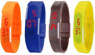 NS18 Silicone Led Magnet Band Combo of 4 Orange, Blue, Brown And Yellow Digital Watch  - For Boys & Girls   Watches  (NS18)