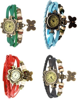 NS18 Vintage Butterfly Rakhi Combo of 4 Green, Red, Sky Blue And Black Analog Watch  - For Women   Watches  (NS18)