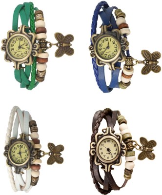 NS18 Vintage Butterfly Rakhi Combo of 4 Green, White, Blue And Brown Analog Watch  - For Women   Watches  (NS18)