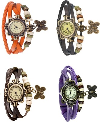 NS18 Vintage Butterfly Rakhi Combo of 4 Orange, Brown, Black And Purple Analog Watch  - For Women   Watches  (NS18)