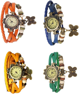 

NS18 Vintage Butterfly Rakhi Combo of 4 Orange, Yellow, Blue And Green Watch - For Women