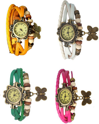 

NS18 Vintage Butterfly Rakhi Combo of 4 Yellow, Green, White And Pink Watch - For Women