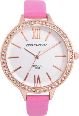 GROZAV White Dial Leather Strap Analog Watch  - For Women   Watches  (GROZAV)