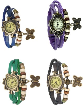 NS18 Vintage Butterfly Rakhi Combo of 4 Blue, Green, Purple And Black Analog Watch  - For Women   Watches  (NS18)