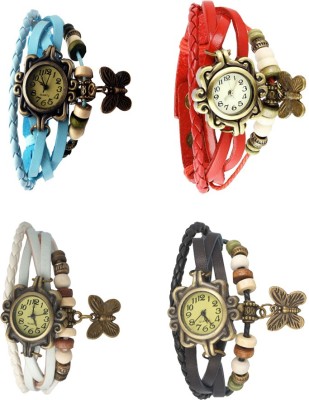 NS18 Vintage Butterfly Rakhi Combo of 4 Sky Blue, White, Red And Black Analog Watch  - For Women   Watches  (NS18)