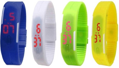 NS18 Silicone Led Magnet Band Combo of 4 Blue, White, Green And Yellow Digital Watch  - For Boys & Girls   Watches  (NS18)