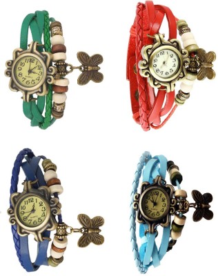 NS18 Vintage Butterfly Rakhi Combo of 4 Green, Blue, Red And Sky Blue Analog Watch  - For Women   Watches  (NS18)