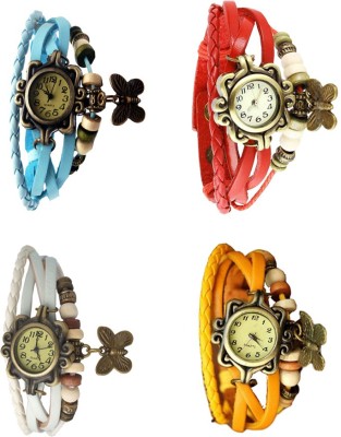 NS18 Vintage Butterfly Rakhi Combo of 4 Sky Blue, White, Red And Yellow Analog Watch  - For Women   Watches  (NS18)