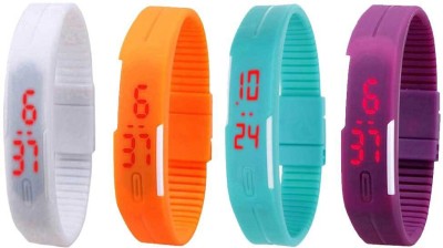 NS18 Silicone Led Magnet Band Watch Combo of 4 White, Orange, Sky Blue And Purple Digital Watch  - For Couple   Watches  (NS18)