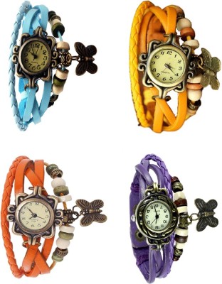 NS18 Vintage Butterfly Rakhi Combo of 4 Sky Blue, Orange, Yellow And Purple Analog Watch  - For Women   Watches  (NS18)