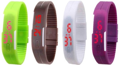 NS18 Silicone Led Magnet Band Watch Combo of 4 Green, Brown, White And Purple Digital Watch  - For Couple   Watches  (NS18)