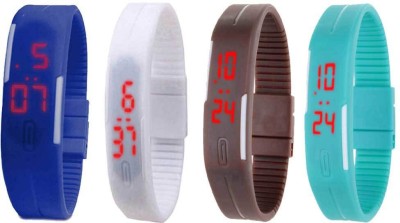 NS18 Silicone Led Magnet Band Watch Combo of 4 Blue, White, Brown And Sky Blue Digital Watch  - For Couple   Watches  (NS18)