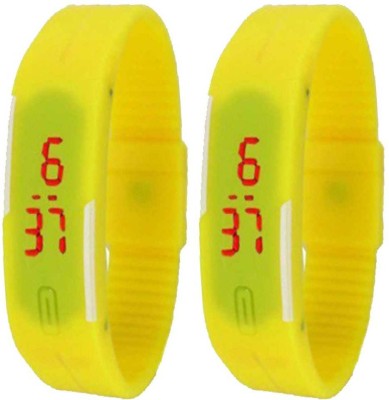 NS18 Silicone Led Magnet Band Watch Combo of 2 Yellow Digital Watch  - For Couple   Watches  (NS18)