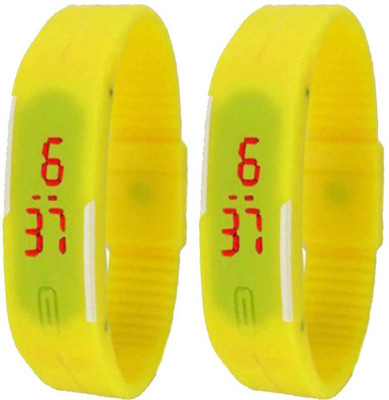 View NS18 Silicone Led Magnet Band Watch Combo of 2 Yellow Digital Watch  - For Couple Wrist Watches Price Online(NS18)