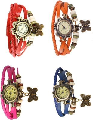 NS18 Vintage Butterfly Rakhi Combo of 4 Red, Pink, Orange And Blue Analog Watch  - For Women   Watches  (NS18)