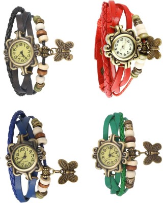 NS18 Vintage Butterfly Rakhi Combo of 4 Black, Blue, Red And Green Analog Watch  - For Women   Watches  (NS18)