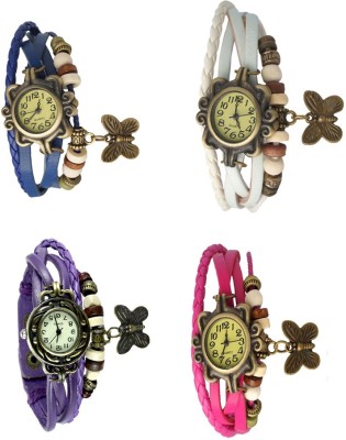 NS18 Vintage Butterfly Rakhi Combo of 4 Blue, Purple, White And Pink Analog Watch  - For Women   Watches  (NS18)