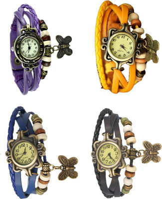 

Kissu Vintage Rakhi Combo of 4 Purple, Blue, Yellow And Black Watch - For Women