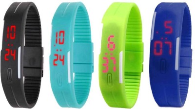 NS18 Silicone Led Magnet Band Combo of 4 Black, Sky Blue, Green And Blue Digital Watch  - For Boys & Girls   Watches  (NS18)