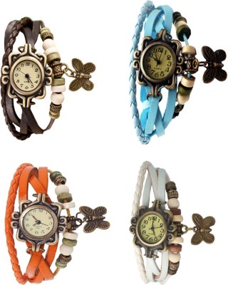 NS18 Vintage Butterfly Rakhi Combo of 4 Brown, Orange, Sky Blue And White Analog Watch  - For Women   Watches  (NS18)