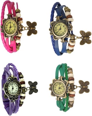 NS18 Vintage Butterfly Rakhi Combo of 4 Pink, Purple, Blue And Green Analog Watch  - For Women   Watches  (NS18)