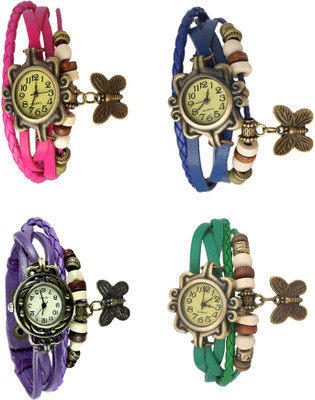 

Kissu Vintage Rakhi Combo of 4 Pink, Purple, Blue And Green Watch - For Women