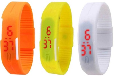 NS18 Silicone Led Magnet Band Combo of 3 Orange, Yellow And White Digital Watch  - For Boys & Girls   Watches  (NS18)