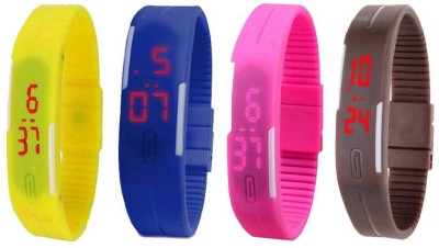 NS18 Silicone Led Magnet Band Combo of 4 Yellow, Blue, Pink And Brown Digital Watch  - For Boys & Girls   Watches  (NS18)
