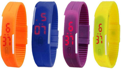 

Kissu Led Magnet Band Combo of 4 Orange, Blue, Purple And Yellow Watch - For Men & Women