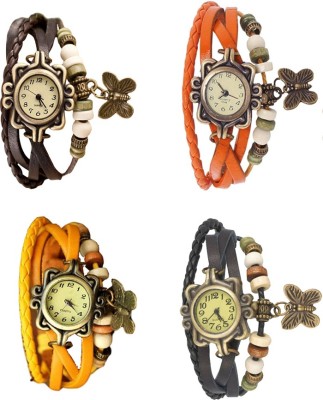 NS18 Vintage Butterfly Rakhi Combo of 4 Brown, Yellow, Orange And Black Analog Watch  - For Women   Watches  (NS18)