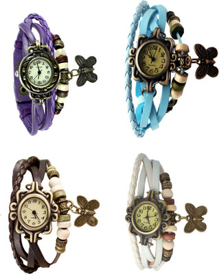 

Kissu Vintage Rakhi Combo of 4 Purple, Brown, Sky Blue And White Watch - For Women