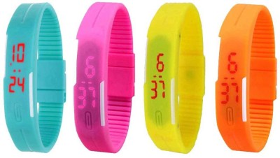 NS18 Silicone Led Magnet Band Combo of 4 Sky Blue, Pink, Yellow And Orange Digital Watch  - For Boys & Girls   Watches  (NS18)