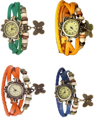 NS18 Vintage Butterfly Rakhi Combo of 4 Green, Orange, Yellow And Blue Analog Watch  - For Women   Watches  (NS18)