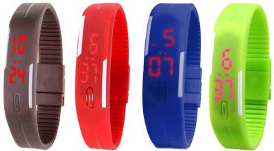 NS18 Silicone Led Magnet Band Combo of 4 Brown, Red, Blue And Green Digital Watch  - For Boys & Girls   Watches  (NS18)