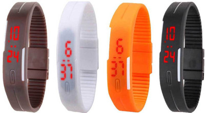 

Kissu Led Magnet Band Combo of 4 Brown, White, Orange And Black Watch - For Men & Women