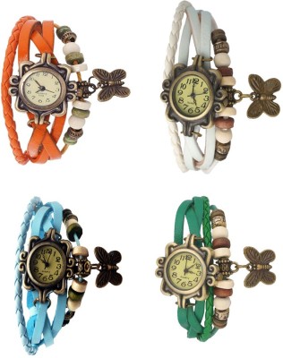 NS18 Vintage Butterfly Rakhi Combo of 4 Orange, Sky Blue, White And Green Analog Watch  - For Women   Watches  (NS18)