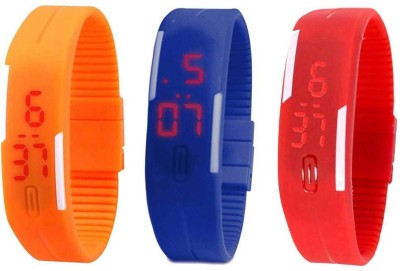 NS18 Silicone Led Magnet Band Combo of 3 Orange, Blue And Red Digital Watch  - For Boys & Girls   Watches  (NS18)