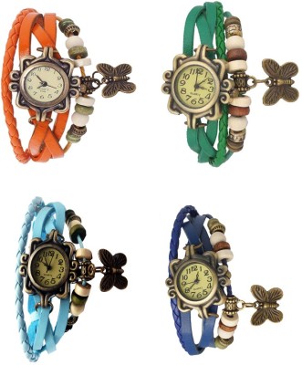 NS18 Vintage Butterfly Rakhi Combo of 4 Orange, Sky Blue, Green And Blue Analog Watch  - For Women   Watches  (NS18)