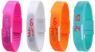 NS18 Silicone Led Magnet Band Watch Combo of 4 Pink, White, Orange And Sky Blue Digital Watch  - For Couple   Watches  (NS18)
