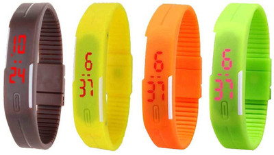 

Kissu Led Magnet Band Combo of 4 Brown, Yellow, Orange And Green Watch - For Men & Women